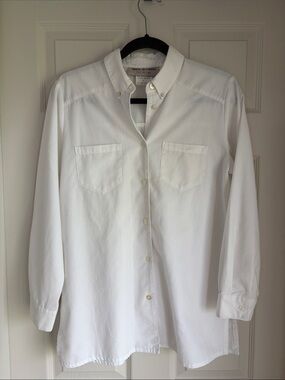 Simon Chang White Long-Sleeve Button-Down Shirt